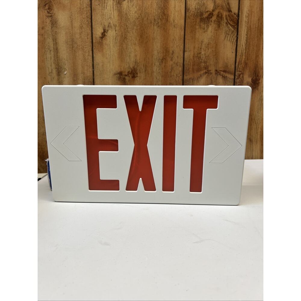 LED Emergency Exit Light Sign-Battery Backup Fire Red Letter Open Box